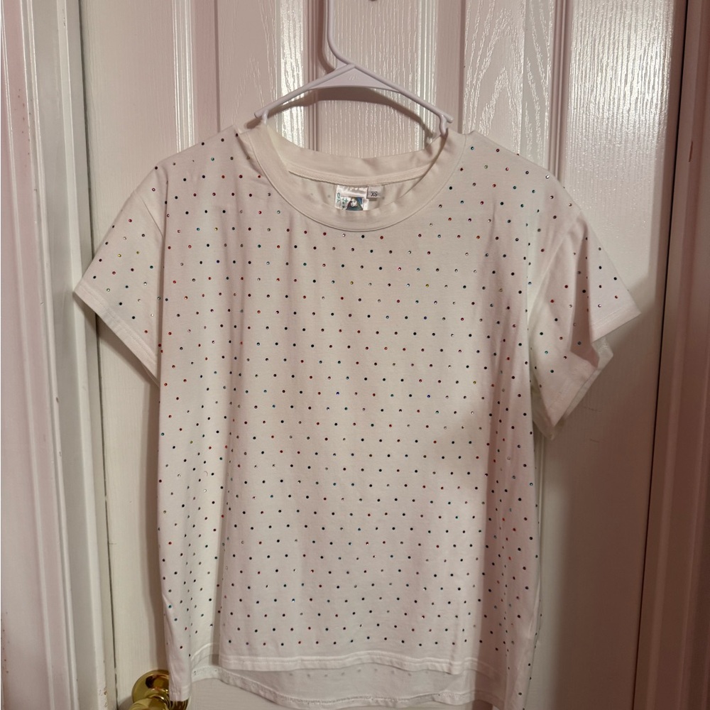 QOS White Polka Dot T-Shirt